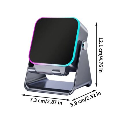 Wireless Inductive Audio Speaker Stand, 5-in-1 Phone Holder, Rechargeable Emergency Power Bank, 360° Adjustable Phone & Tablet Stand with Colorful Ambient Lights, a Gift Suitable for Both Men and Women