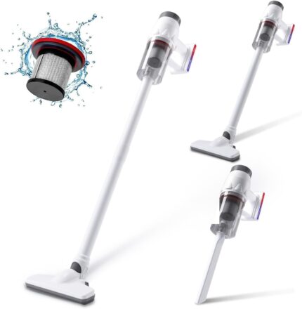 【2026 New Arrivals】Cordless Vacuum Cleaner, 70 Mins Runtime Self-Standing Stick Vacuum,1.8L Cup Vacuum for Pet Hair/Carpet/Floor (white)